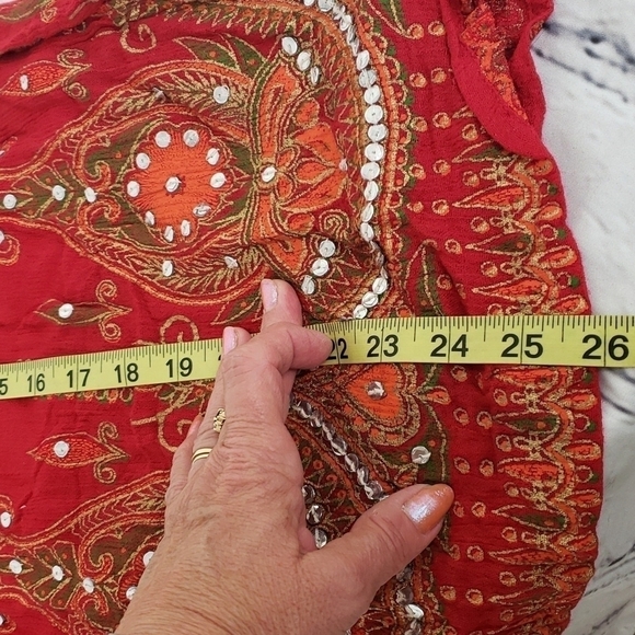 Cassee's Rayon Tube Halter Dress Sequins Red Orange Green M EUC - Picture 14 of 16